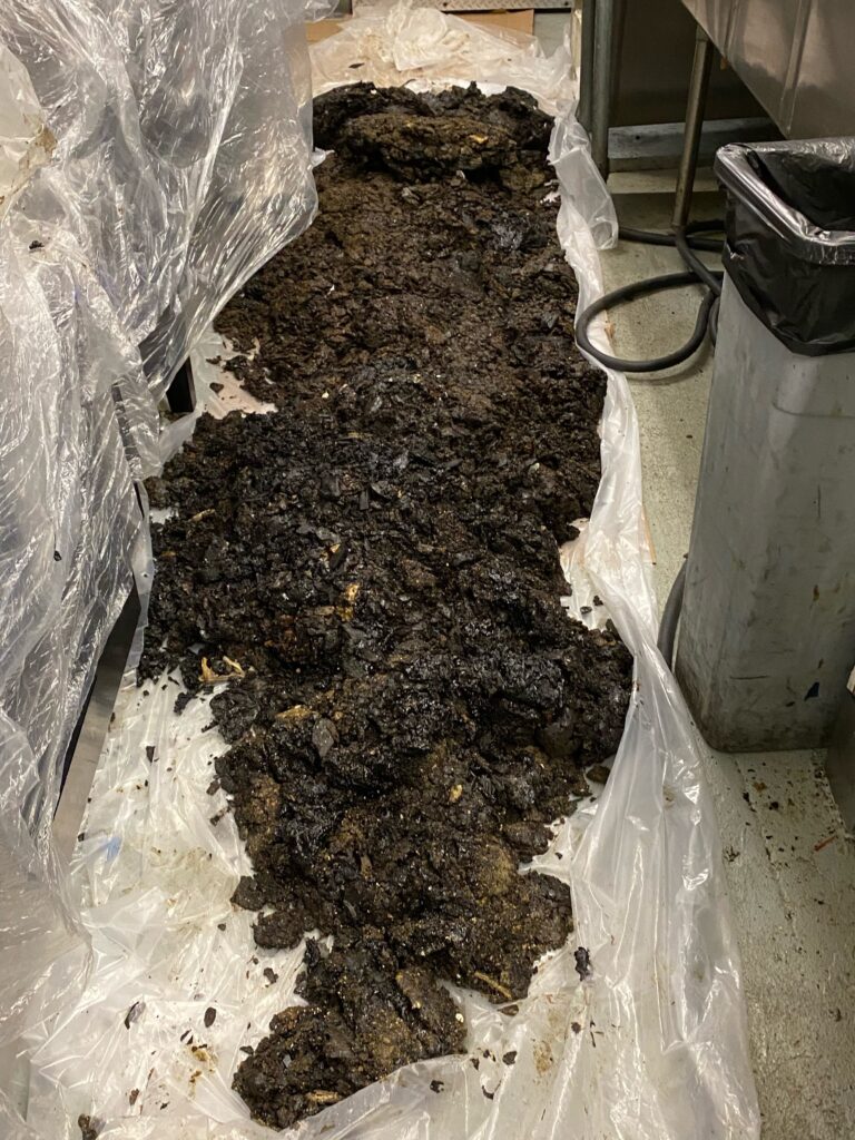 grease removed from kitchen exhaust cleaning