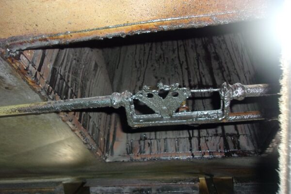 the lower part of the grease duct before cleaning in van nuys